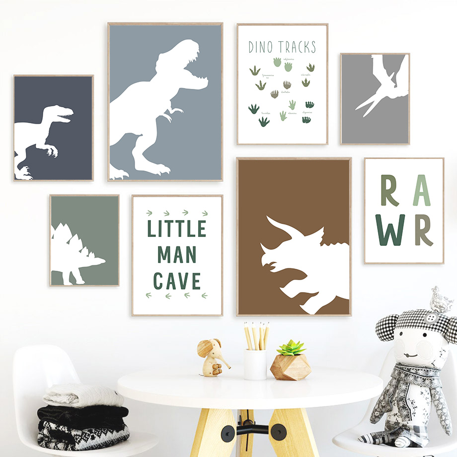 Baby Girl Nursery Quotes - ジュラ紀の恐竜ティラノサウルスレックストリケラトプス引用句壁アートキャンバス絵画ポスターとプリント壁の写真子供部屋の装飾