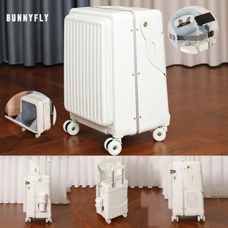 Baby Nursery Trolley - BunnyFly キッドママスーツケース 子供用シート付き 乗車可能 トロリー荷物 ベビートラベルキャリーケース