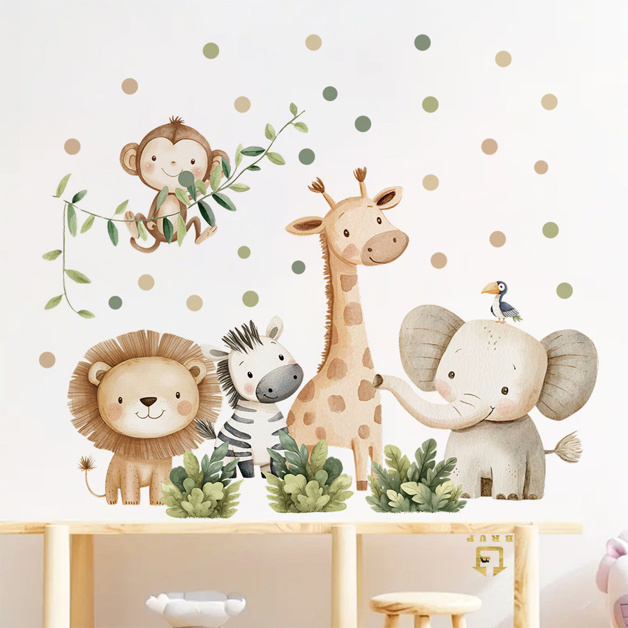 自由奔放に生きる森の動物ウォールステッカーキッズルーム用男の - Baby Nursery Boy のレビューと価格