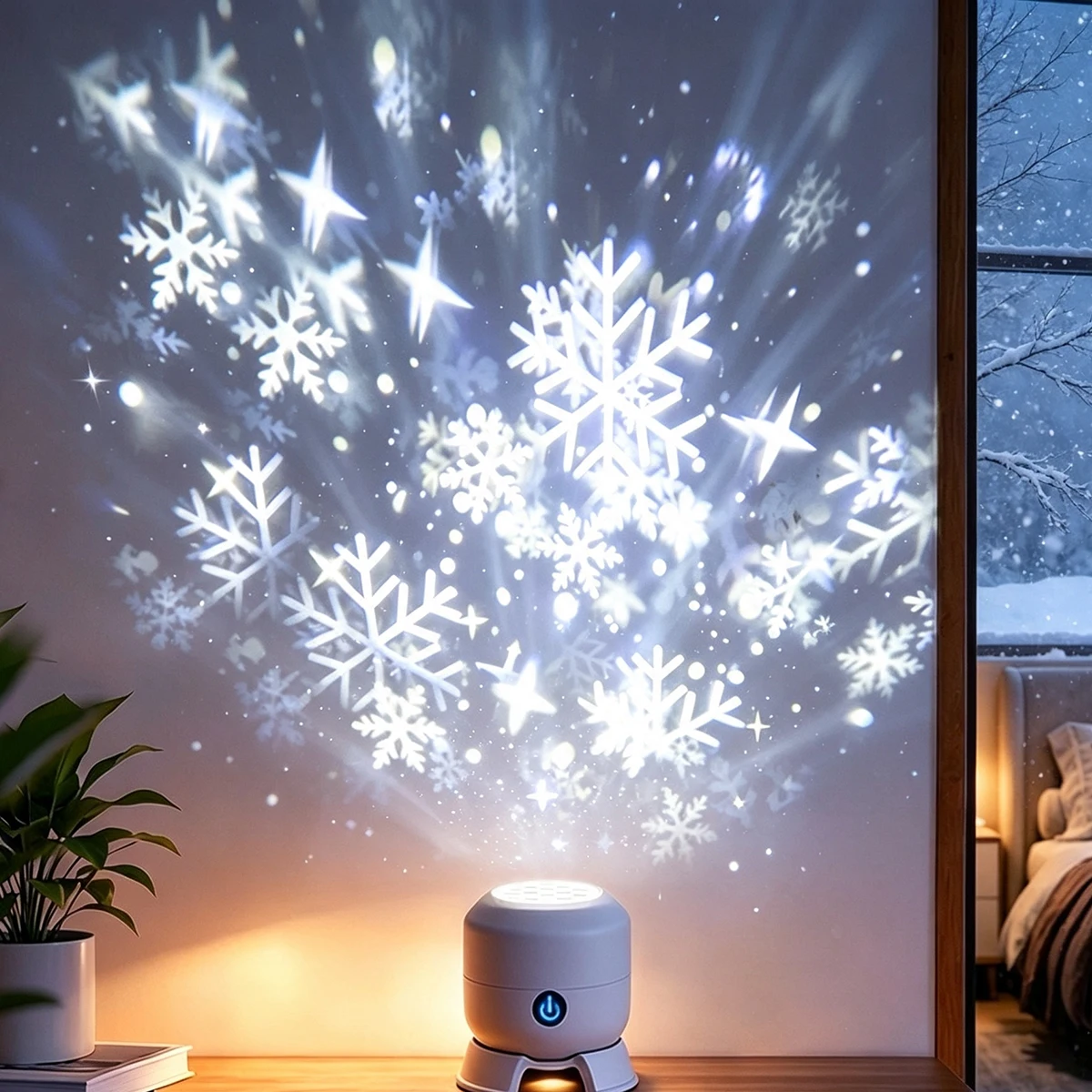 LED回転式スノーフレーク・スタープロジェクターランプ。クリ - Baby Nursery Wall Lights のレビューと価格